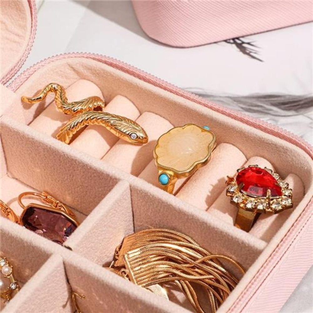 NEW - Leather Small Travel Jewelry Case,Portable Jewelry Box - Picture 4 of 7